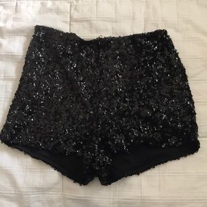 Black sequin shorts